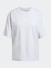 adidas Grey Essentials 3-Stripes Boyfriend 100% Cotton T-Shirt - Image 6 of 6