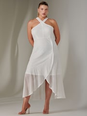 Jolie Moi White Cross Neck Frill Hem Maxi Dress - Image 2 of 6