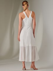 Jolie Moi White Cross Neck Frill Hem Maxi Dress - Image 4 of 6