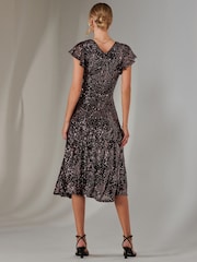 Jolie Moi Black Fit & Flare Sequin V-Neck Midaxi Dress - Image 2 of 6