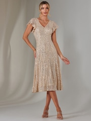 Jolie Moi Natural Fit & Flare Sequin V-Neck Midaxi Dress - Image 1 of 6