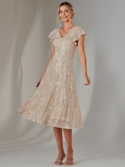 Jolie Moi Natural Fit & Flare Sequin V-Neck Midaxi Dress - Image 6 of 6