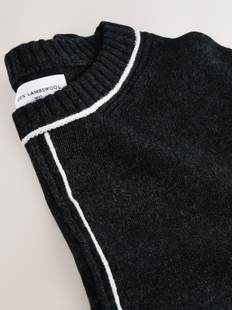 Mit Anthrazit abgesetzt - 100% Lambswool N.Premium Crew Neck Jumper - Bild 9 von 9
