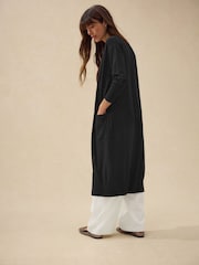 Black Soft Touch Cotton Rich Longline Cardigan - Image 3 of 7