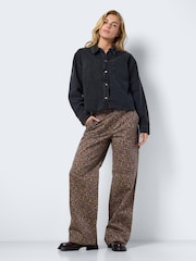 NOISY MAY Brown Leopard Print Straight Leg Jeans - Image 2 of 7