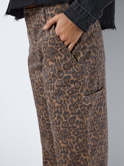NOISY MAY Brown Leopard Print Straight Leg Jeans - Image 4 of 7