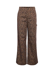 NOISY MAY Brown Leopard Print Straight Leg Jeans - Image 6 of 7