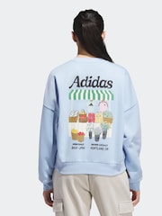 adidas Blue Farmers Market Graphic Loose Fit Sweatshirt - Image 2 of 6