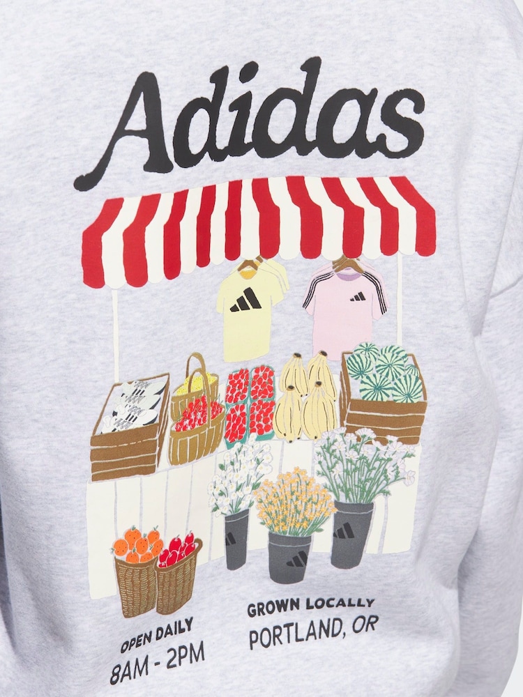 Cinza - Moletom adidas Farmers Market Graphic Loose Fit Sweatshirt - Imagem 6 de 6