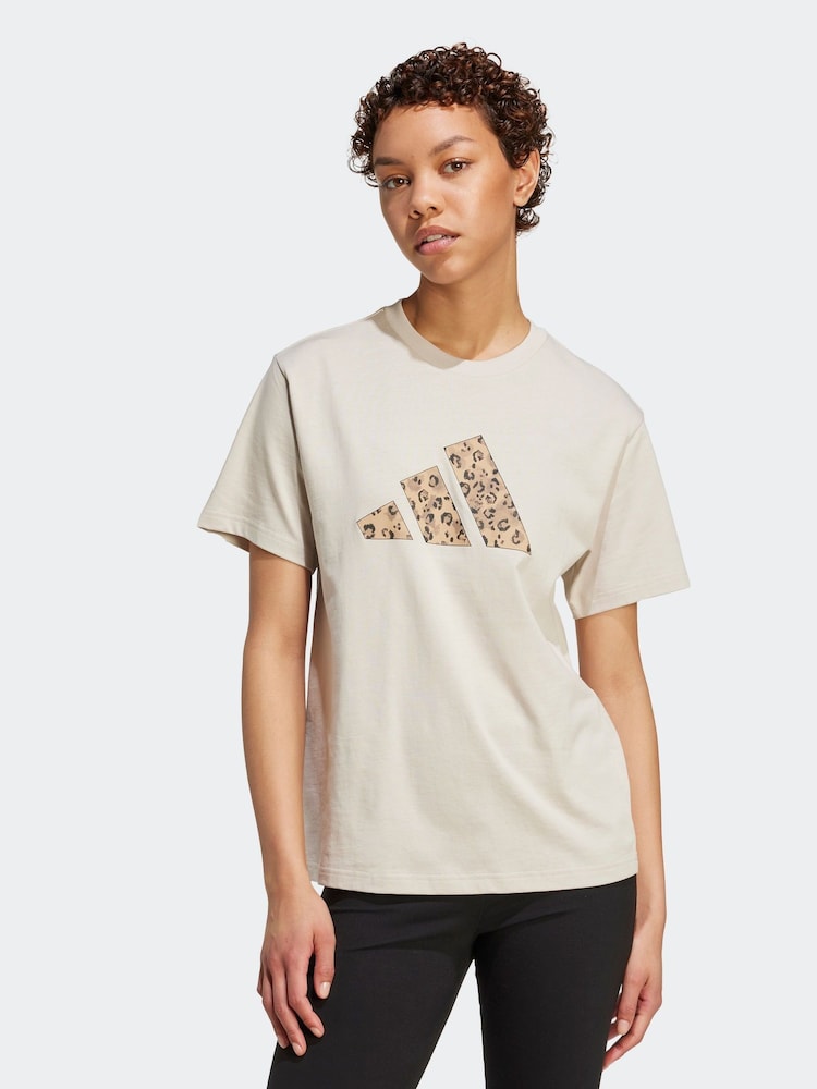 adidas Grey Animal Graphic Regular 100% Cotton T-Shirt - Image 1 of 6