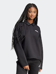 adidas Black Essentials Linear Polo Sweatshirt - Image 1 of 5