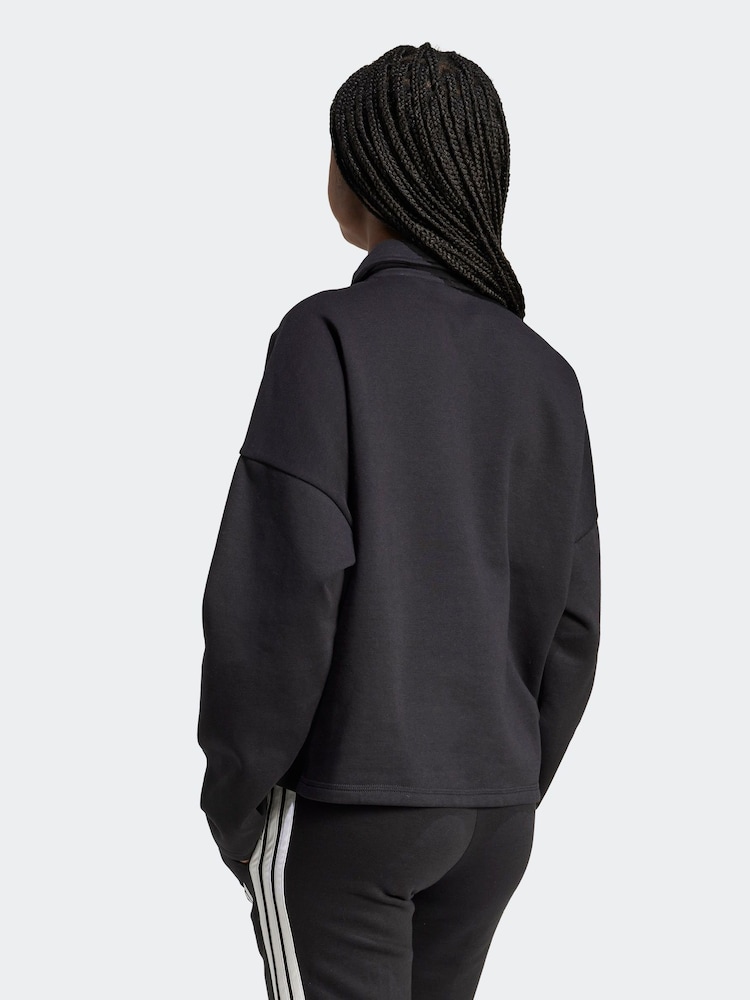 adidas Black Essentials Linear Polo Sweatshirt - Image 2 of 5