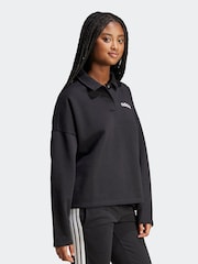 adidas Black Essentials Linear Polo Sweatshirt - Image 3 of 5