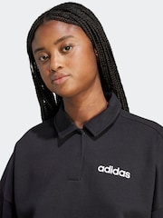 adidas Black Essentials Linear Polo Sweatshirt - Image 4 of 5