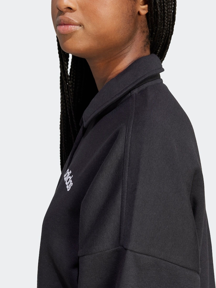 adidas Black Essentials Linear Polo Sweatshirt - Image 5 of 5