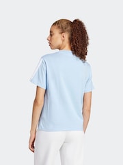 adidas Blue Essentials 3-Stripes 100% Cotton T-Shirt - Image 2 of 6