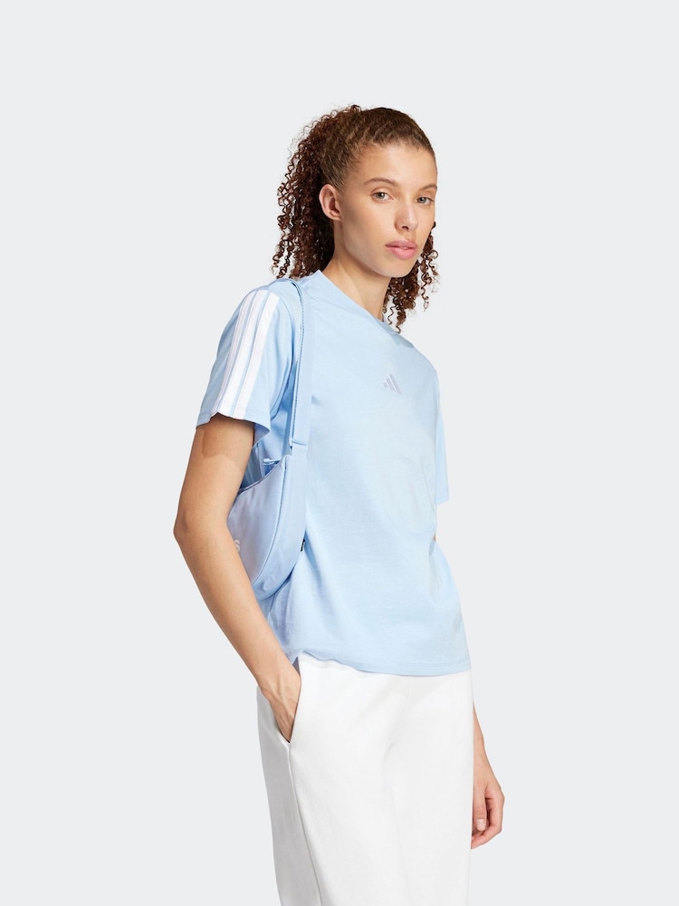 adidas Blue Essentials 3-Stripes 100% Cotton T-Shirt - Image 2 of 6