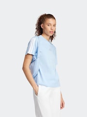 adidas Blue Essentials 3-Stripes 100% Cotton T-Shirt - Image 3 of 6