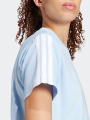 adidas Blue Essentials 3-Stripes 100% Cotton T-Shirt - Image 4 of 6