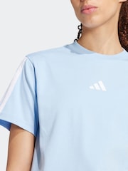 adidas Blue Essentials 3-Stripes 100% Cotton T-Shirt - Image 5 of 6