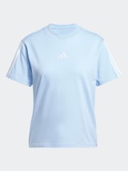 adidas Blue Essentials 3-Stripes 100% Cotton T-Shirt - Image 6 of 6