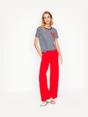 Boden Blue Relaxed Heart Novelty Breton 100% Cotton T-Shirt - Image 4 of 5