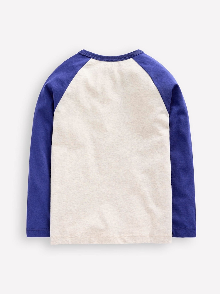 Boden Blue Rocket Glow In The Dark Raglan 100% Cotton T-Shirt - Image 2 of 3 Boden Blue Rocket Glow In The Dark Raglan 100% Cotton T-Shirt - Image 2 of 3