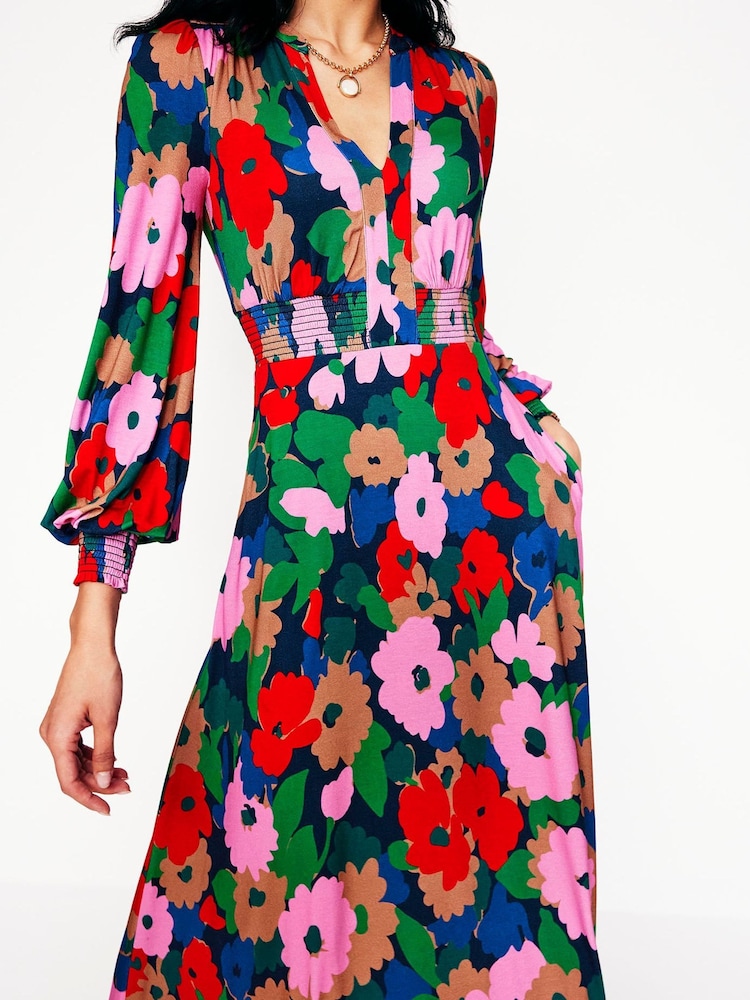 Boden Blue Ivy Smocked Midi Dress - Image 2 of 6
