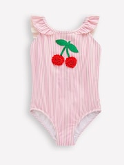 Boden Pink Cherry Frill Strap Swimsuit - Image 1 of 3