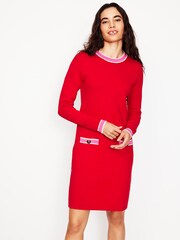 Boden Red Holly Knitted Shift 100% Cotton Dress - Image 1 of 6