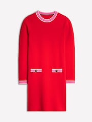Boden Red Holly Knitted Shift 100% Cotton Dress - Image 5 of 6