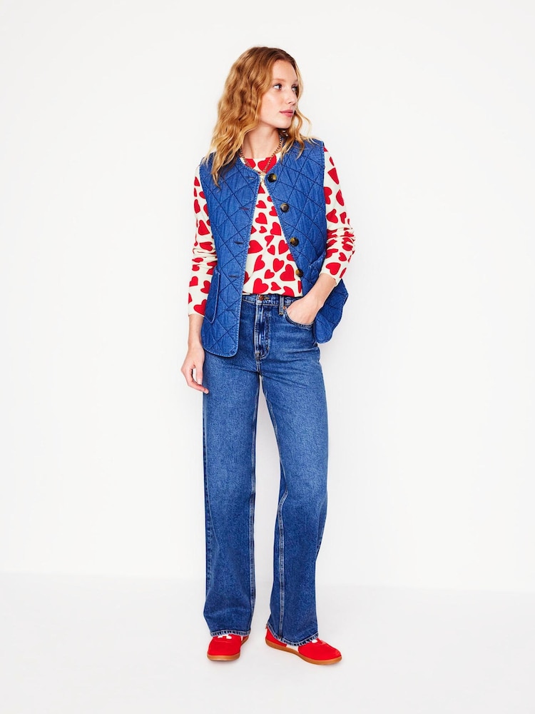 Boden Red Eva Cashmere Heart Crew Neck Jumper - Image 4 of 6