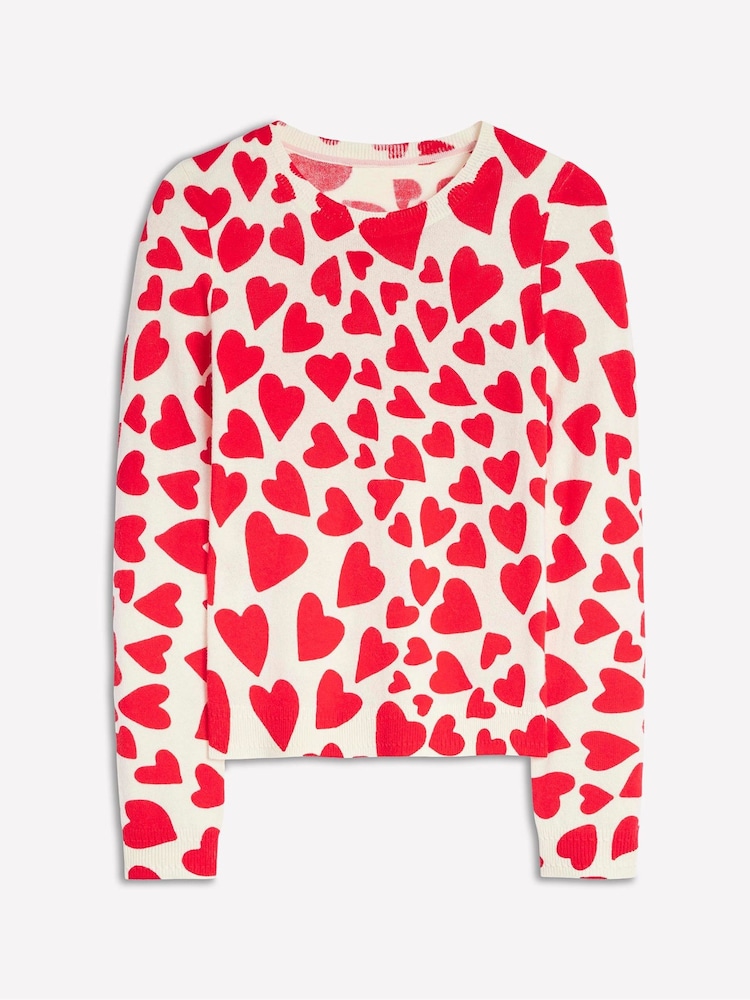 Boden Red Eva Cashmere Heart Crew Neck Jumper - Image 5 of 6