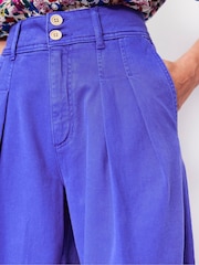 Boden Blue Brompton Wide Leg 100% Cotton Trousers - Image 2 of 5