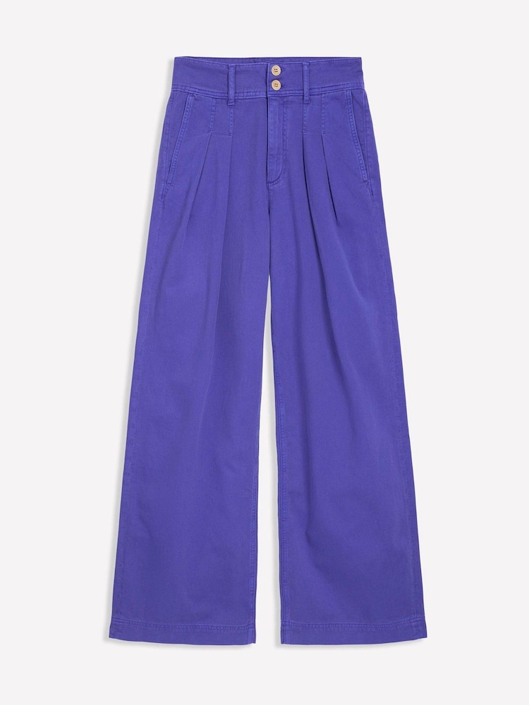 Boden Blue Brompton Wide Leg 100% Cotton Trousers - Image 5 of 5 Boden Blue Brompton Wide Leg 100% Cotton Trousers - Image 5 of 5
