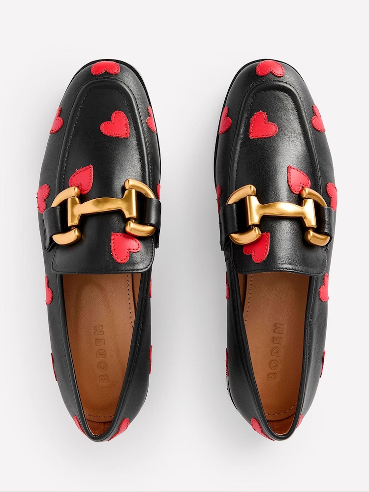 Boden Black Iris Heart Snaffle Leather Loafers - Image 4 of 5