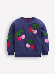 Boden Blue Cherry Graphic Boucle Sweatshirt - Image 1 of 3