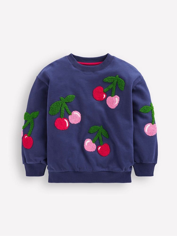 Boden Blue Cherry Graphic Boucle Sweatshirt - Image 1 of 3