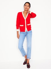 Boden Red Emilia Cotton V-Neck Cardigan - Image 4 of 6