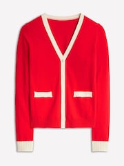 Boden Red Emilia Cotton V-Neck Cardigan - Image 5 of 6