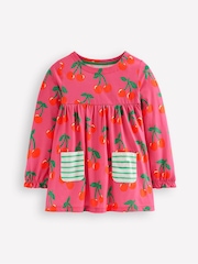 Boden Pink Cherries Long Sleeve Printed 100% Cotton Tunic - Image 1 of 3