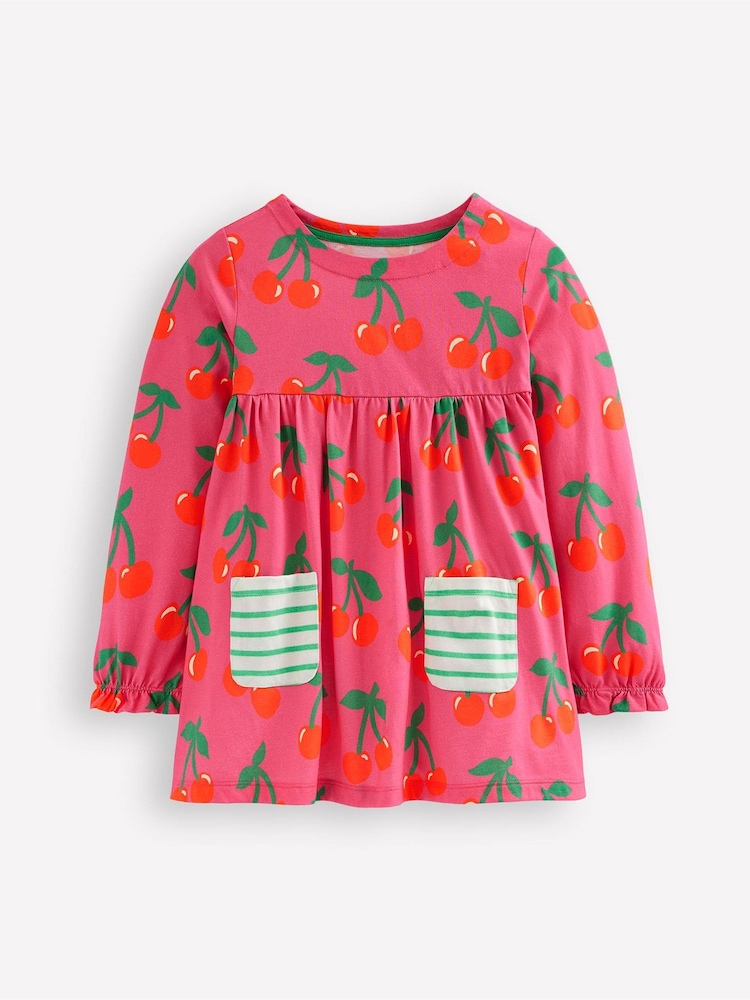Boden Pink Cherries Long Sleeve Printed 100% Cotton Tunic - Image 1 of 3 Boden Pink Cherries Long Sleeve Printed 100% Cotton Tunic - Image 1 of 3