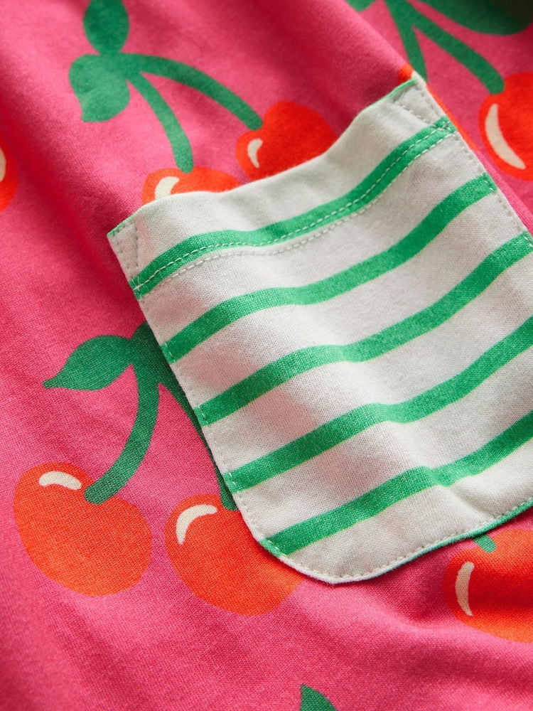 Boden Pink Cherries Long Sleeve Printed 100% Cotton Tunic - Image 3 of 3