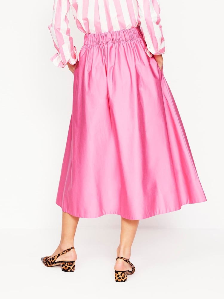Boden Pink Isabella Cotton Sateen Skirt - Image 3 of 5
