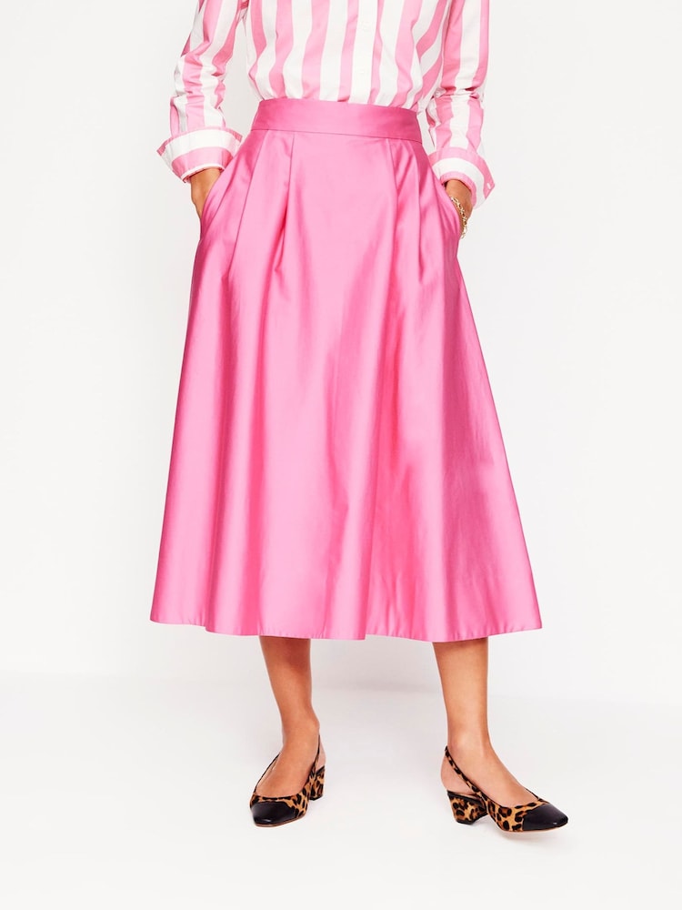Boden Pink Isabella Cotton Sateen Skirt - Image 4 of 5