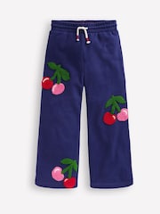 Boden Blue Wide Leg Cherry Appliqué Joggers - Image 1 of 3