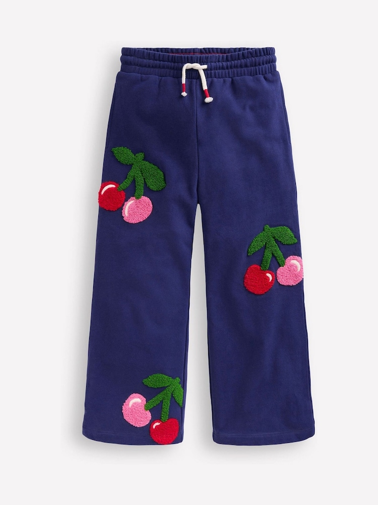 Boden Blue Wide Leg Cherry Appliqué Joggers - Image 1 of 3