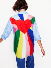 Boden Blue Sadie Relaxed Heart 100% Cotton Shirt - Image 4 of 7