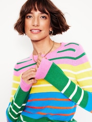 Boden Pink Eva Cashmere Rainbow Crew Neck Jumper - Image 2 of 6