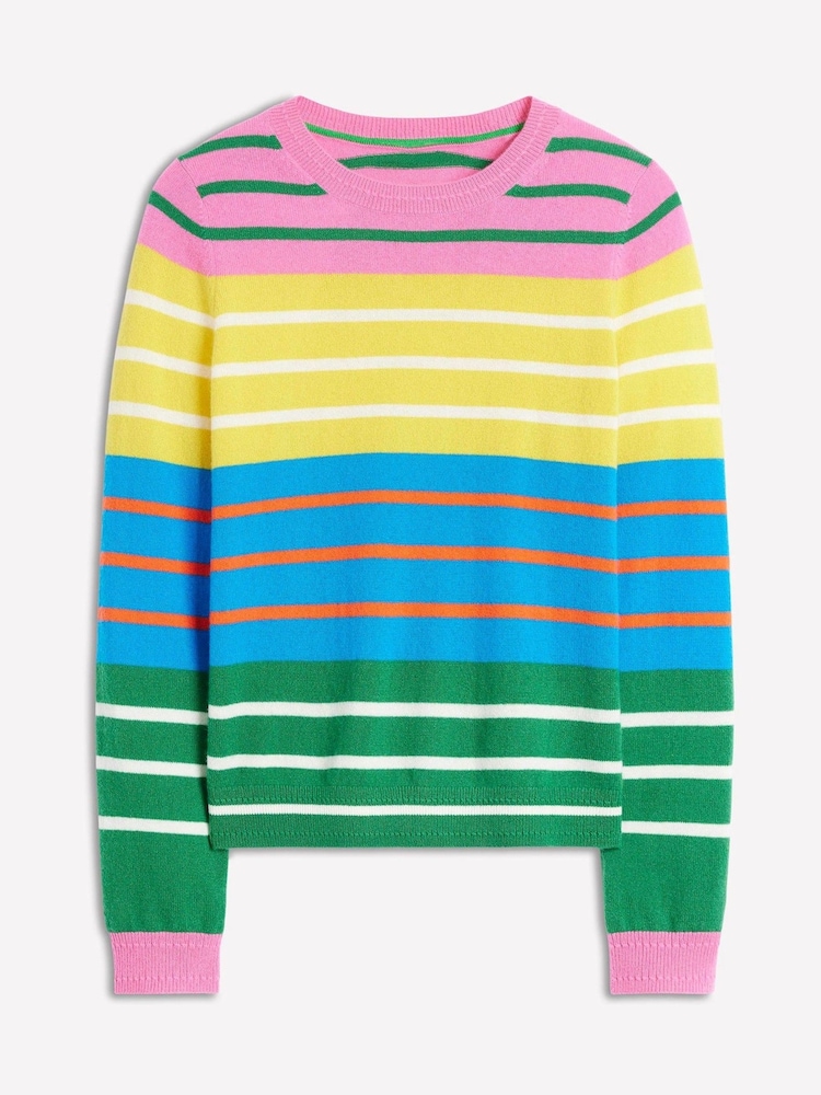 Boden Pink Eva Cashmere Rainbow Crew Neck Jumper - Image 5 of 6
